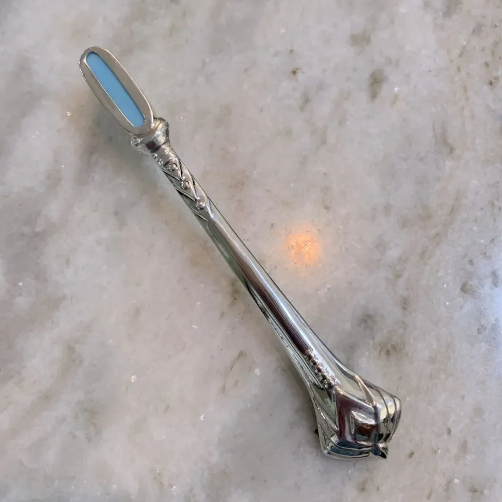 .952 Sterling Silver Blue Toothbrush